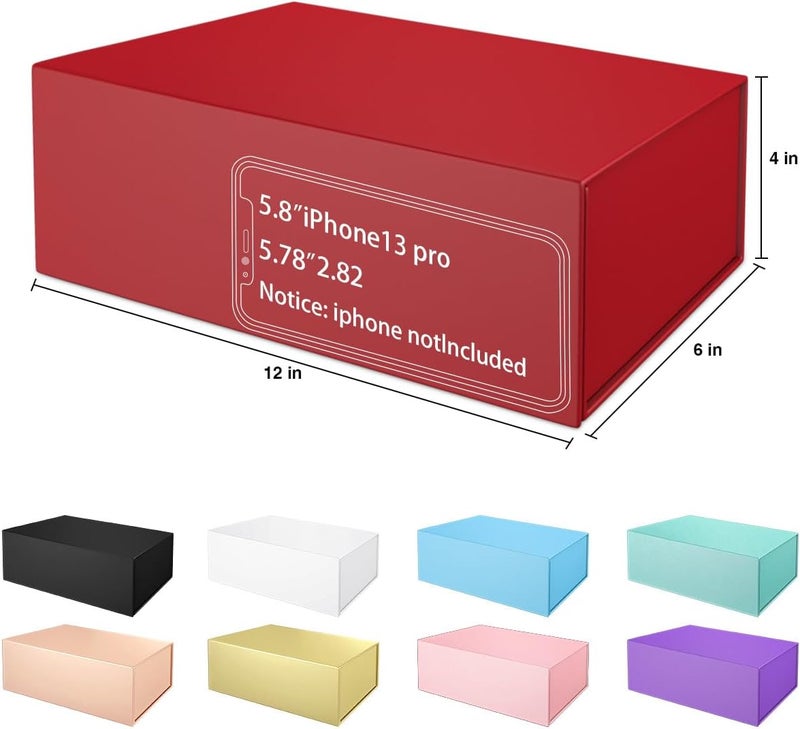 ROSTELACK Gift Boxe 12" x 6" x 4" with Magnetic Closure Lid Gift Boxes for Presents,Bridesmaid Gifts Box,Cute Box,Birthday Gift box,Luxury for Gift Packaging, Magnetic Gift Box for Wrapping Gifts (Red) - Image 2